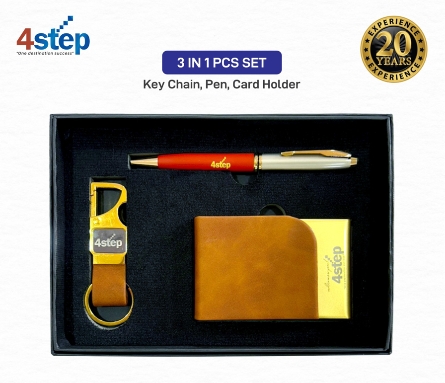 4Step 3 in 1 Set (Keychains, Card Holder, Ball Pen)